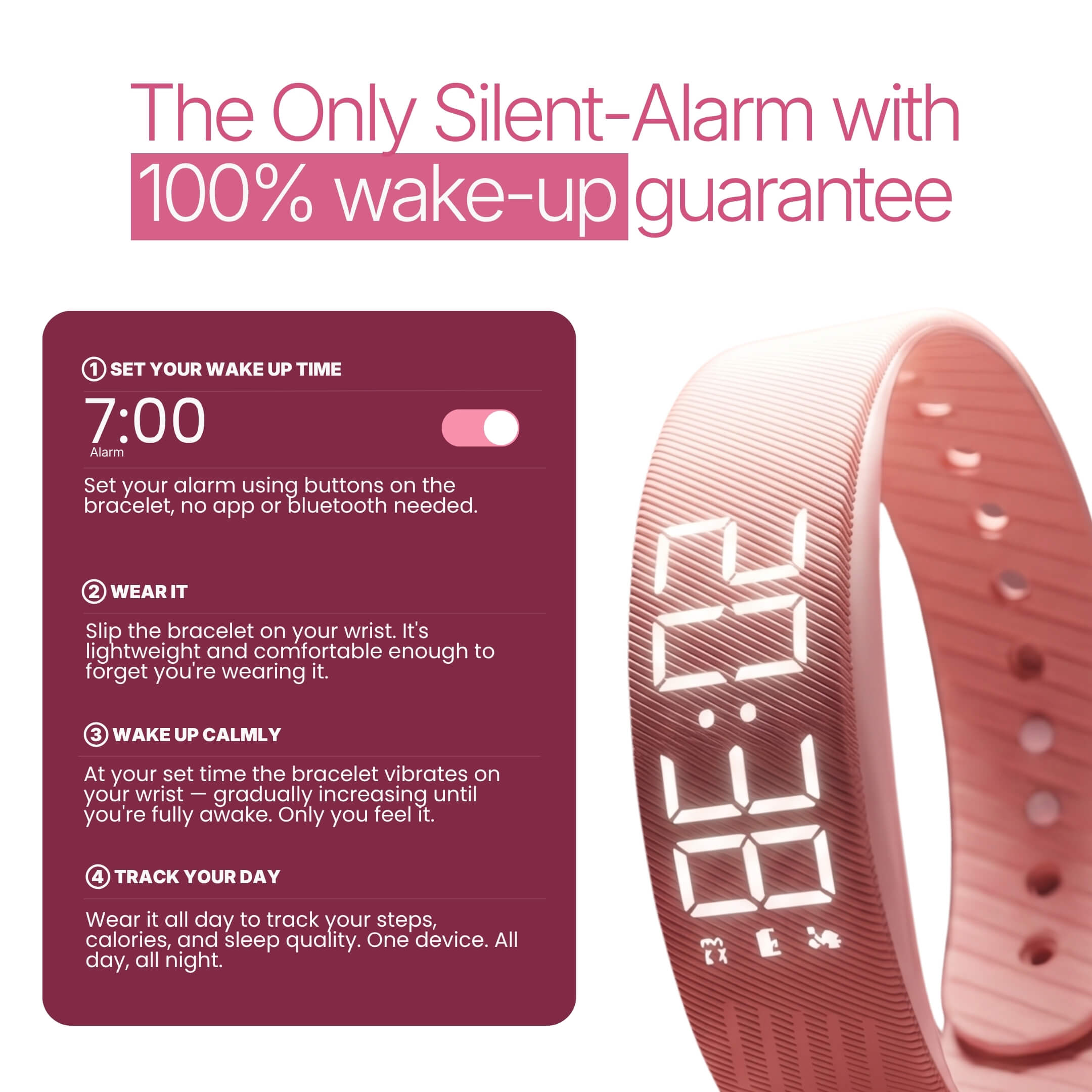 100% Wake-Up Alarm Bracelet
